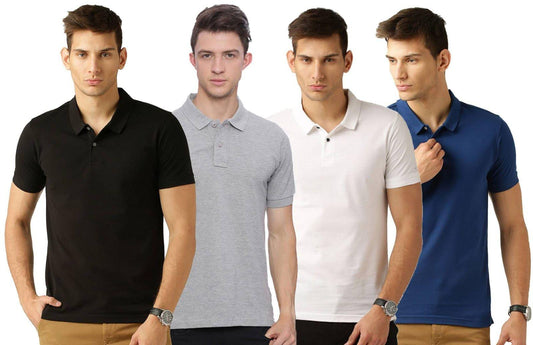 Men's Half Sleeves Polo Neck T-shirt 4PPT11 (Pack of 4)